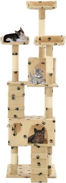 vidaXL Katzen-Kratzbaum mit Sisal-Säulen und Pfoten-Muster in Beige, Höhe: 170 cm - Bild 1