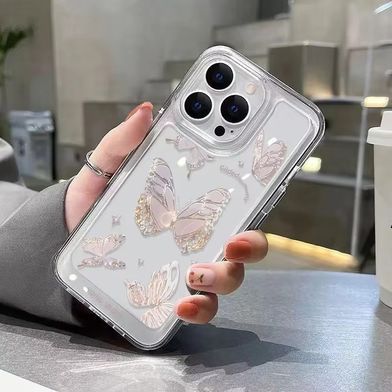 Stoßfeste transparente Handyhülle mit Schmetterlings- und Blumenmuster für iPhone 15 14 13 12 11 Pro Max XS X 7 8 Plus SE 2020 - Bild 2