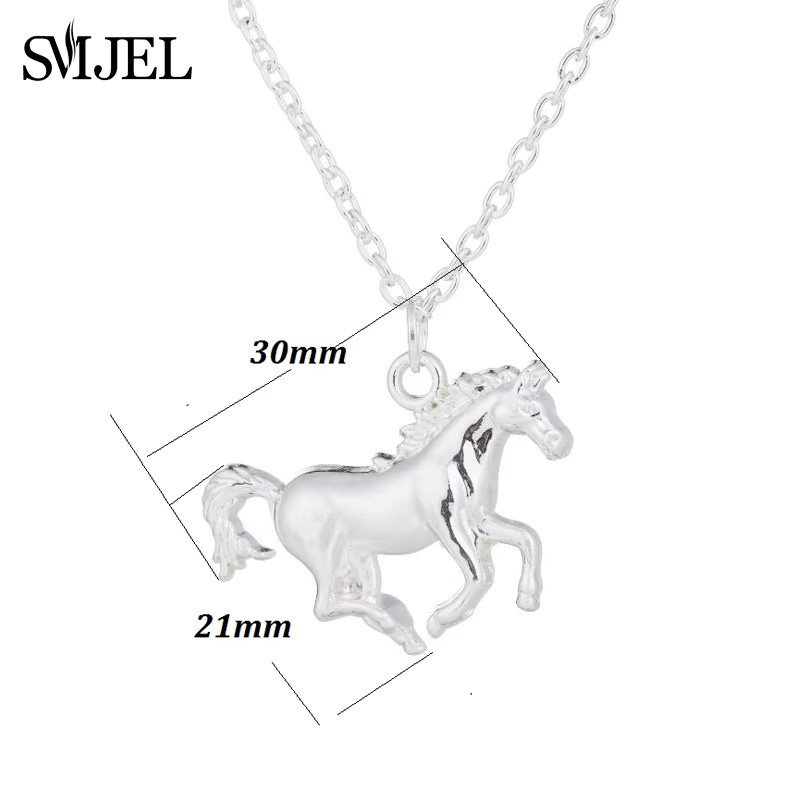 Smjel Halskette mit Pferd Anhänger, Edelstahl, Silber, Unisex - Bild 2