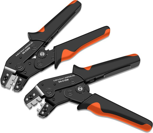ACOONY Crimpzange Micro Pin Connector Crimper für JST XH PH SH Molex KK D-Sub Terminals AWG 28-20/28-26 SN-01BM/03BM in Schwarz - Bild 1