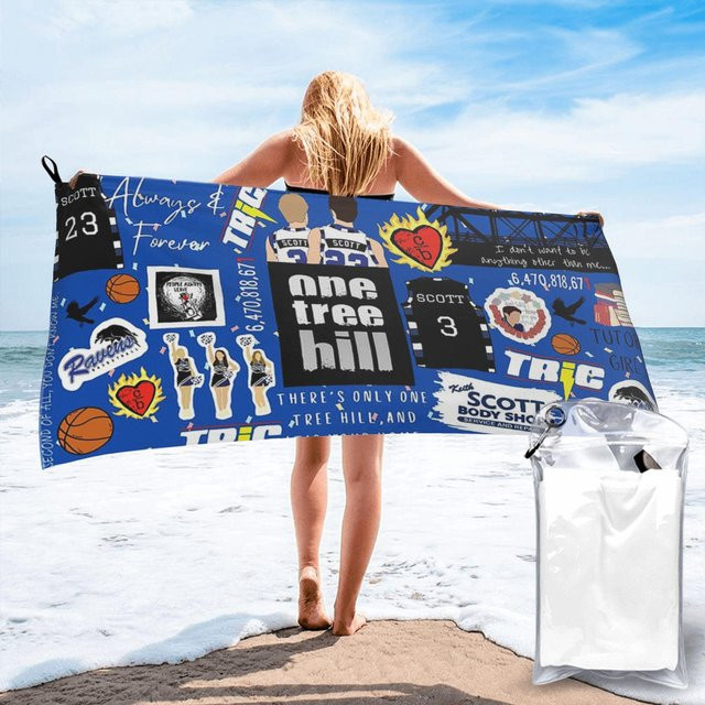 Ka Chen Muxi Strandtuch One Tree Hill Collage Fan-Art Design aus Mikrofaser, Multicolor, Breite: 40 cm, Höhe: 60 cm - Bild 1