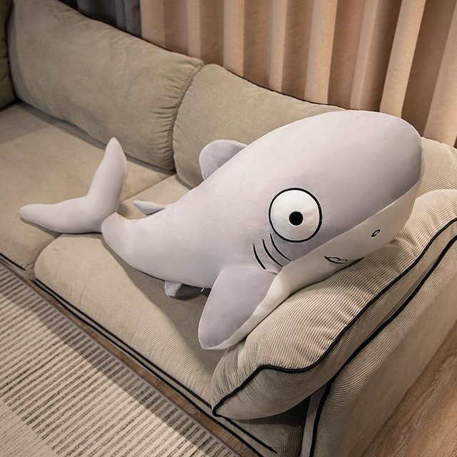 Wucifang Bags Haifisch Katze Plüschtier, Grau, 60cm - Bild 1