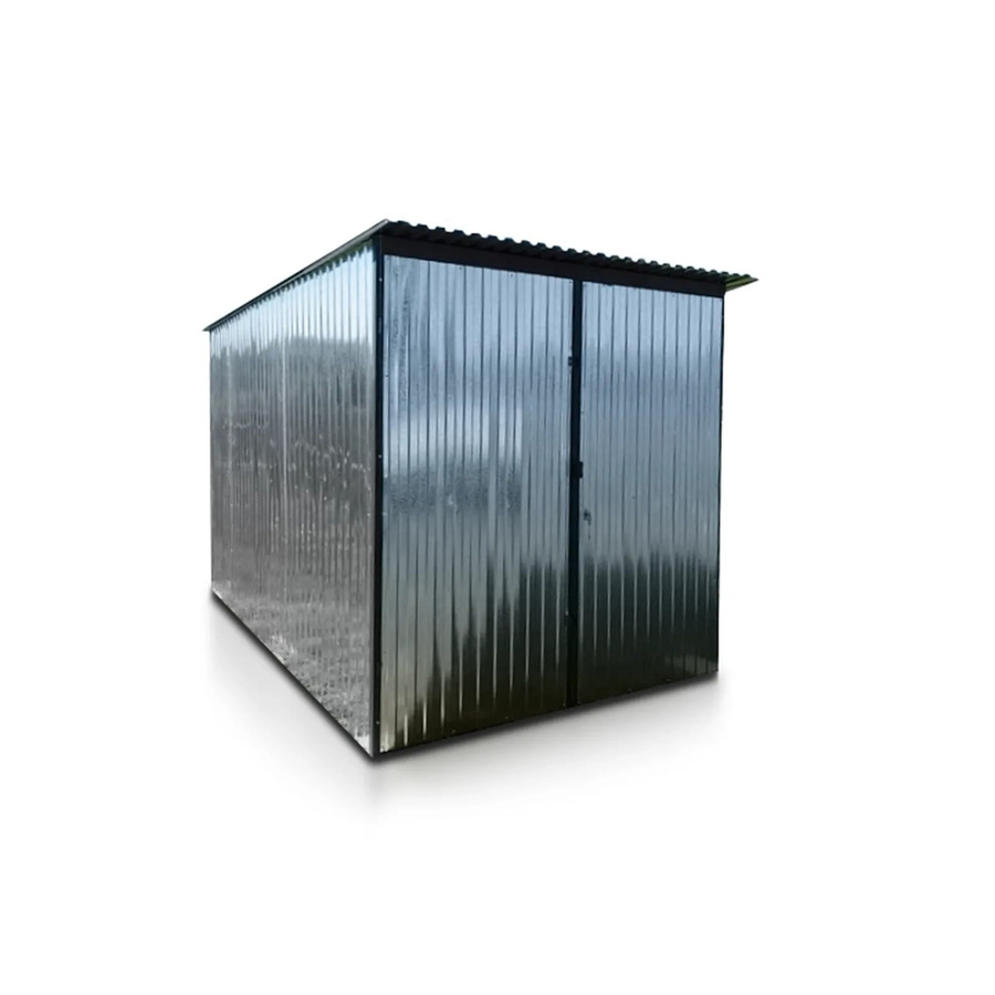 Liderstal Gerätehaus Standard aus Blech in Zink Silber mit Pultdach und zweiflügeligem Tor B: 300 cm, T: 200 cm, H: 213 cm - Bild 2