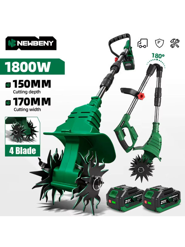 NEWBENY Elektrische Gartenfräse mit 4 Klingen, kabelloser Rasentrimmer für Makita LXT Akkus, Grün - Bild 7