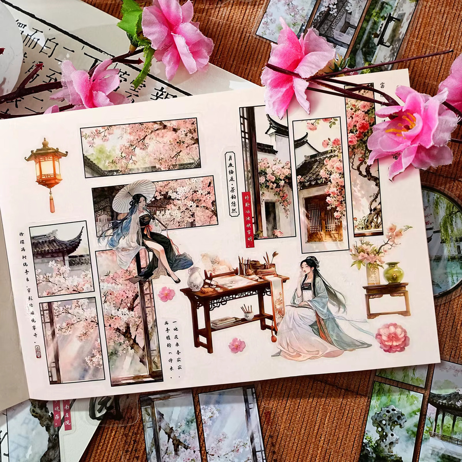 Etori Life 15 Stück Frühlingsgarten-Blumen-Fensteraufkleber im chinesischen Stil, Multicolour Dekorationsaufkleber für Scrapbooking und Raumdekoration - Bild 4