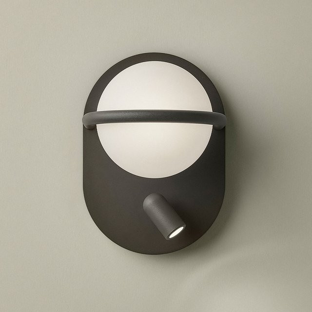 B.Lux C_Ball W2L Wandleuchte mit Leselicht in Schwarz Matt und Gold/Messing - Bild 1