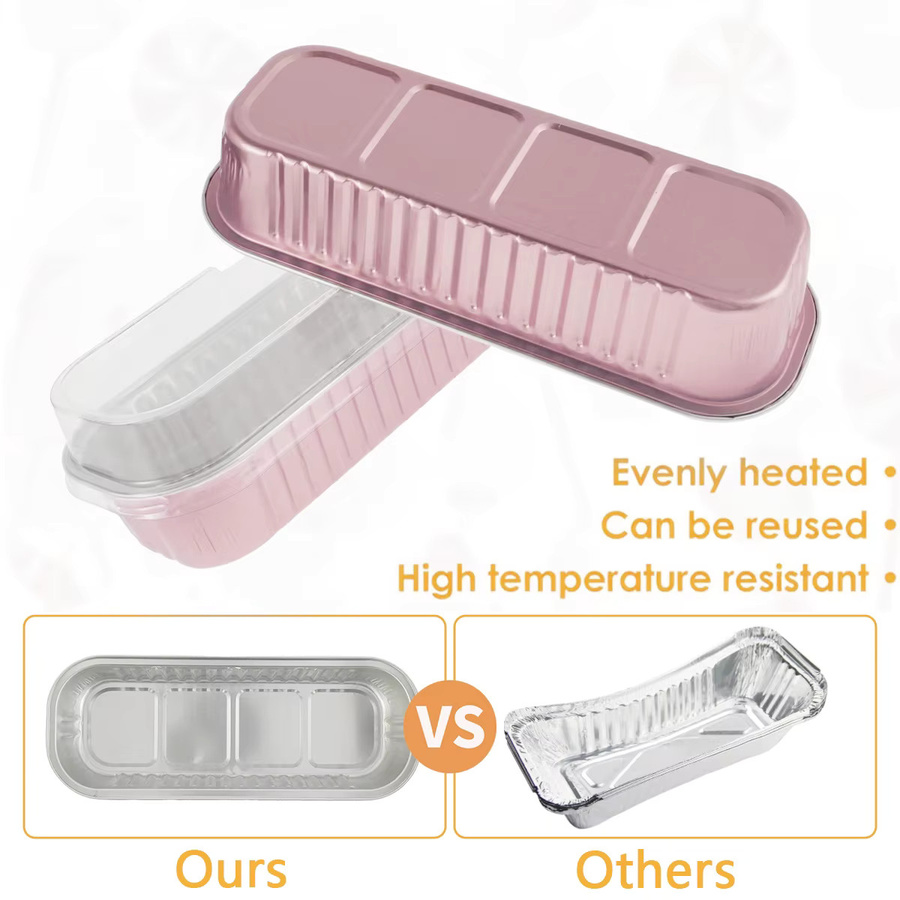 Willstar Rechteckige Backformen aus Aluminium mit Deckel und Löffel, Mini-Kasten für Brot und Muffins, 190 g, Grün oder Pink - Bild 2