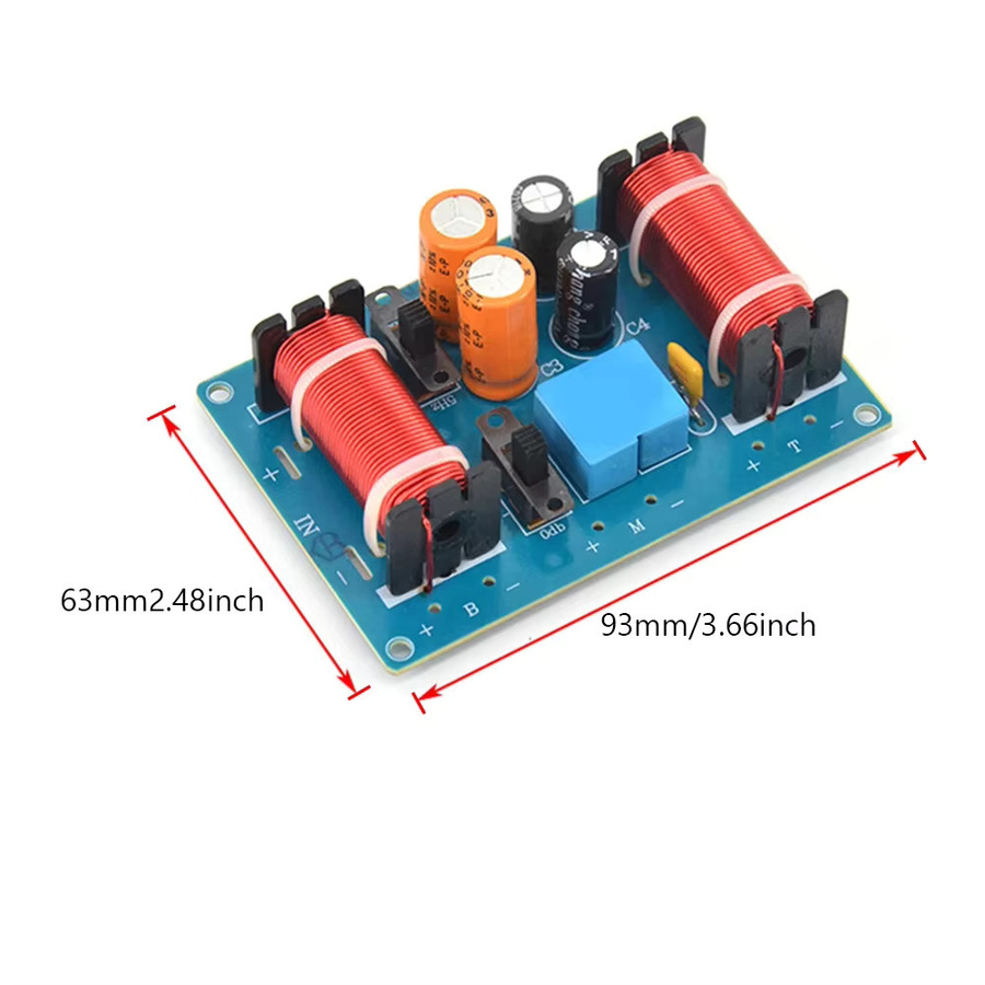 ALLOYSEED 150 W 3-Wege Lautsprecher Crossover mit EPCOS+KONEK Kondensatoren, einstellbarer Frequenzteiler für Höhen, Mitteltöner und Bass, Multicolor - Bild 4