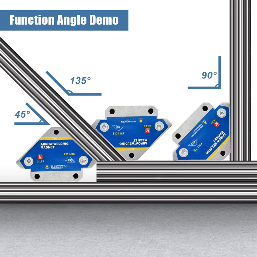JCD 4er-Set magnetische Schweißfixierer in Blau mit 45°, 90° und 135° Winkeln als Mehrwinkel-Magnet-Schweißpositionierer und Ferrit-Hilfswerkzeug - Bild 2
