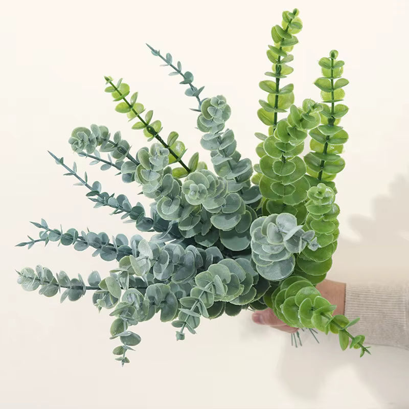 Künstlicher Eukalyptus Kmitang in Grün und Weiß, Tropische Plastikpflanze für Hochzeit und Wohnkultur, Höhe: 42 cm - Bild 6