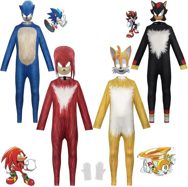 ZOBOTT Sonic Cosplay-Kostüm, Blau Rot Schwarz, ab 14 Jahre - Bild 1