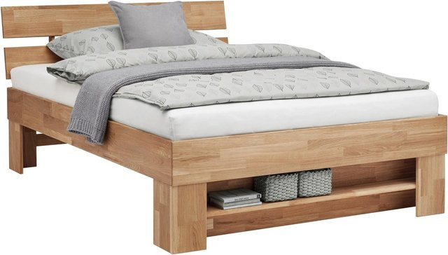 Mömax Bett Darja aus Massivholz in Wildeiche Natur mit Seitenfächern, B/T/H: 140 x 200 cm - Bild 1