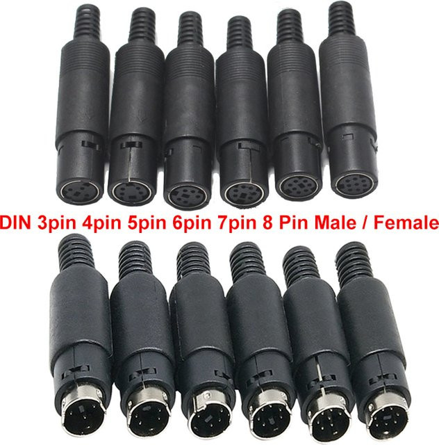 JCD Mini DIN Steckverbinder für Kabelmontage in Schwarz mit 3/4/5/6/7/8 PIN als Stecker oder Buchse - Bild 1