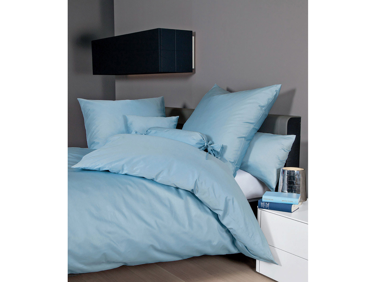 Janine Bettwäsche Colors aus Mako-Satin in Blau, B/H: 135 x 200 cm - Bild 1