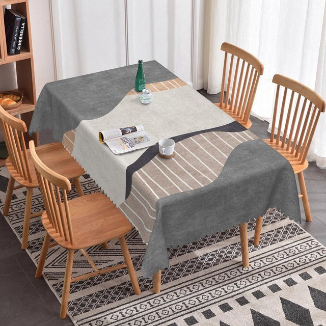 Wasserfeste Tischdecke von JINGYUE Pet mit geometrischem Muster in Grau, B/B: 90 x 140 cm - Bild 1