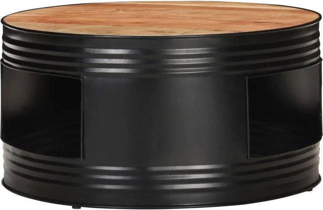 vidaXL Couchtisch aus Akazie Massivholz in Schwarz, rund, B/T/H: 68 x 68 x 36 cm - Bild 1