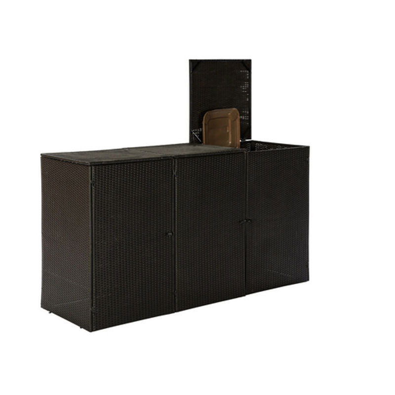 Merxx Mülltonnenbox für 3 Mülltonnen aus Stahl und Kunststoffgeflecht, Braun, B/H/T: 64,5 x 108 x 77 cm - Bild 4