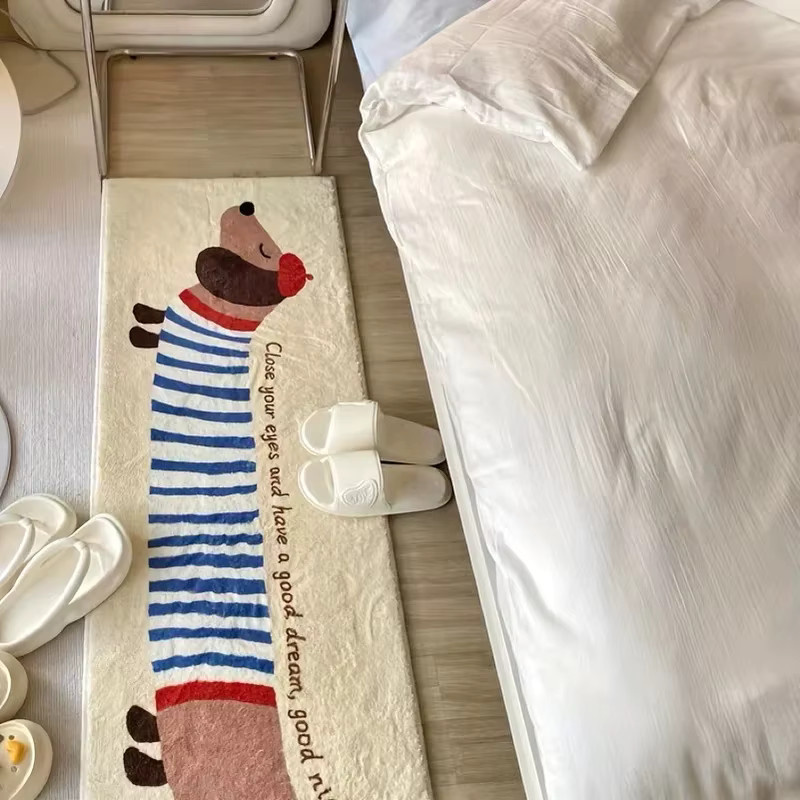 VIKAMA Dackel-Teppich aus warmem Flanell als gemütlicher Bodenteppich für dein Wohnzimmer - Bild 2