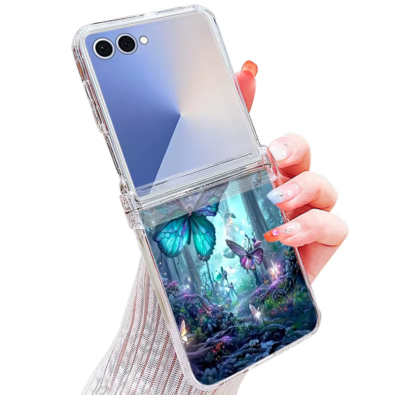 Samsung Galaxy Z Flip 7 Handyhülle mit Wald-Schmetterlings-Muster in Transparent - Bild 5