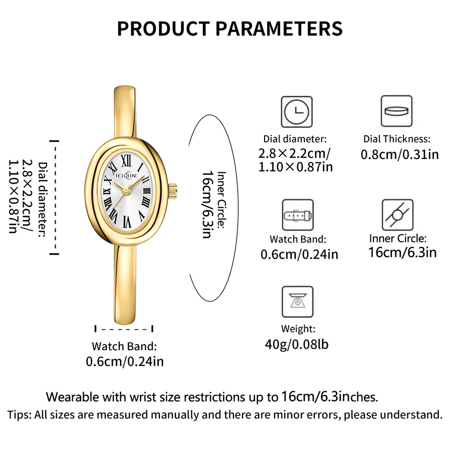 YaLaLuSi Armbanduhr, Quarz, Edelstahl, Gold, Schwarz, Oval, Damen - Bild 3