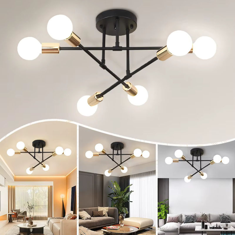 CHENBEN LED Kronleuchter Modern Rund in Schwarz und Weiß aus Metall und Glas für Wohnzimmer, Esszimmer und Küche - Bild 2
