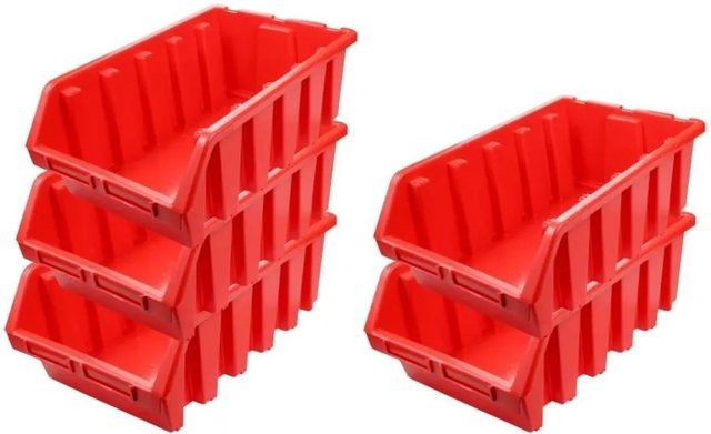 PROREGAL SuperSparSet 5x Sichtlagerboxen aus Polypropylen in Rot, H x B x T: 18,7 x 33,3 x 50 cm - Bild 1
