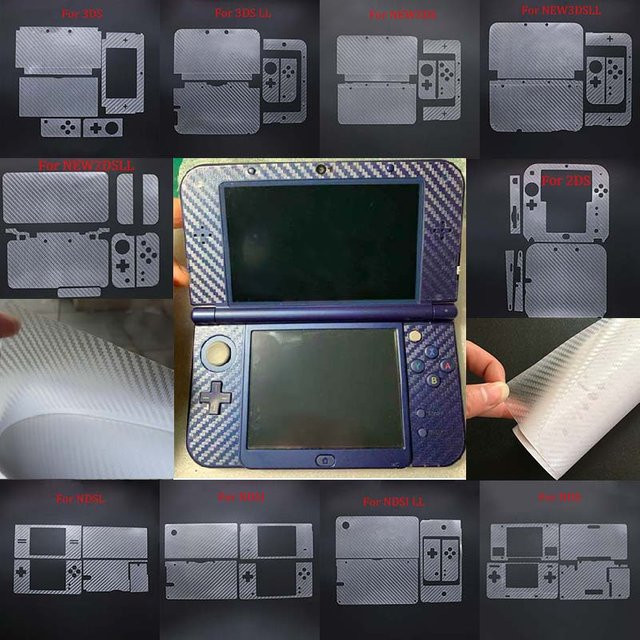 YuXi Carbon Faser Schutzfolie Transparent für Nintendo 2DS, 3DS, New 2DS XL, New 3DS XL, NDS, NDSI und NDSL Controller Zubehör - Bild 1