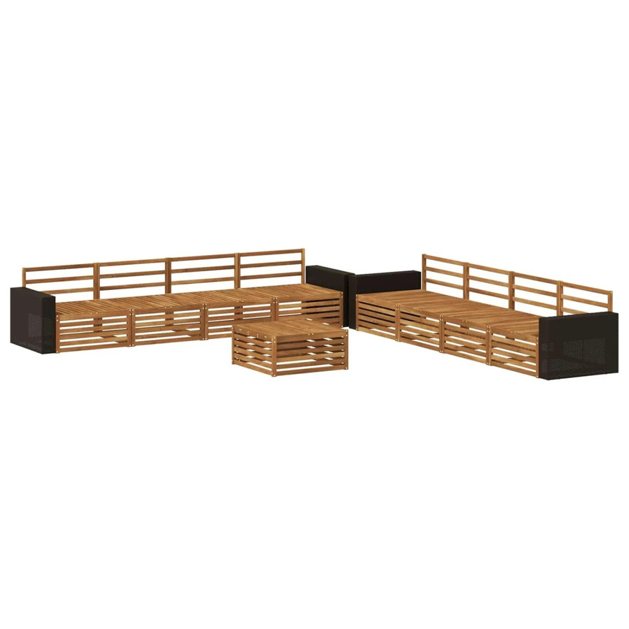 vidaXL Outdoor-Sofagarnitur aus Massivholz Akazie in Braun, 9-teiliges Set mit Tisch und Mittelsofas - Bild 2