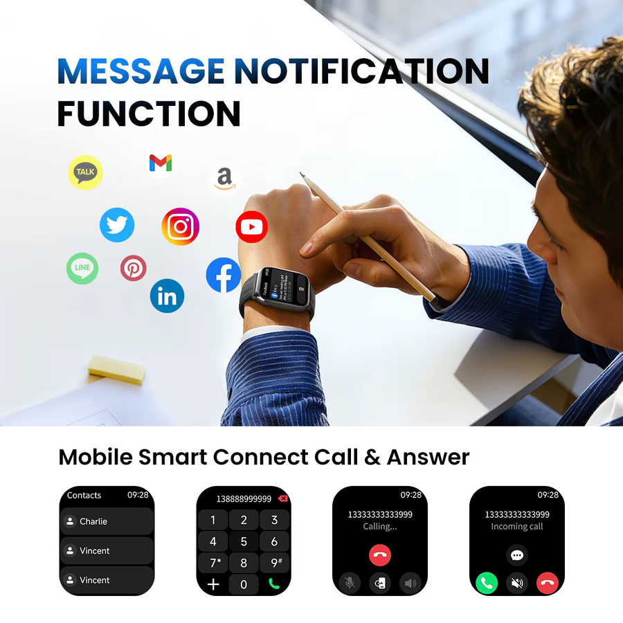 HAYLOU Watch 3 Smartwatch in Schwarz mit 1,85 Zoll AMOLED-Display, Sprachanruffunktion, 1 ATM Wasserdichtigkeit und Silikonarmband - Bild 5