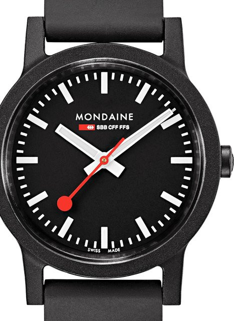 Mondaine Armbanduhr, Quarz, Edelstahl, Silikon, Schwarz, 32 mm, Damen - Bild 1