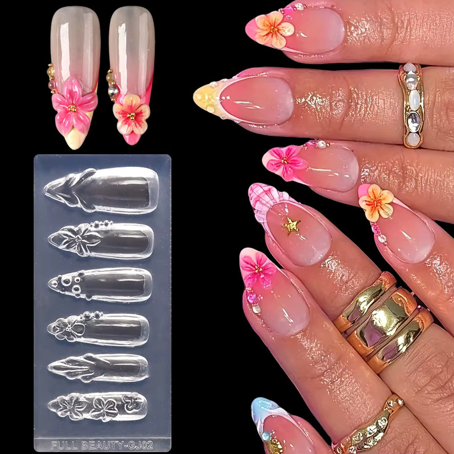 Full Beauty 3D Blumen-Nagelkunst Silikonform, Schablone für Nageldesign - Bild 3