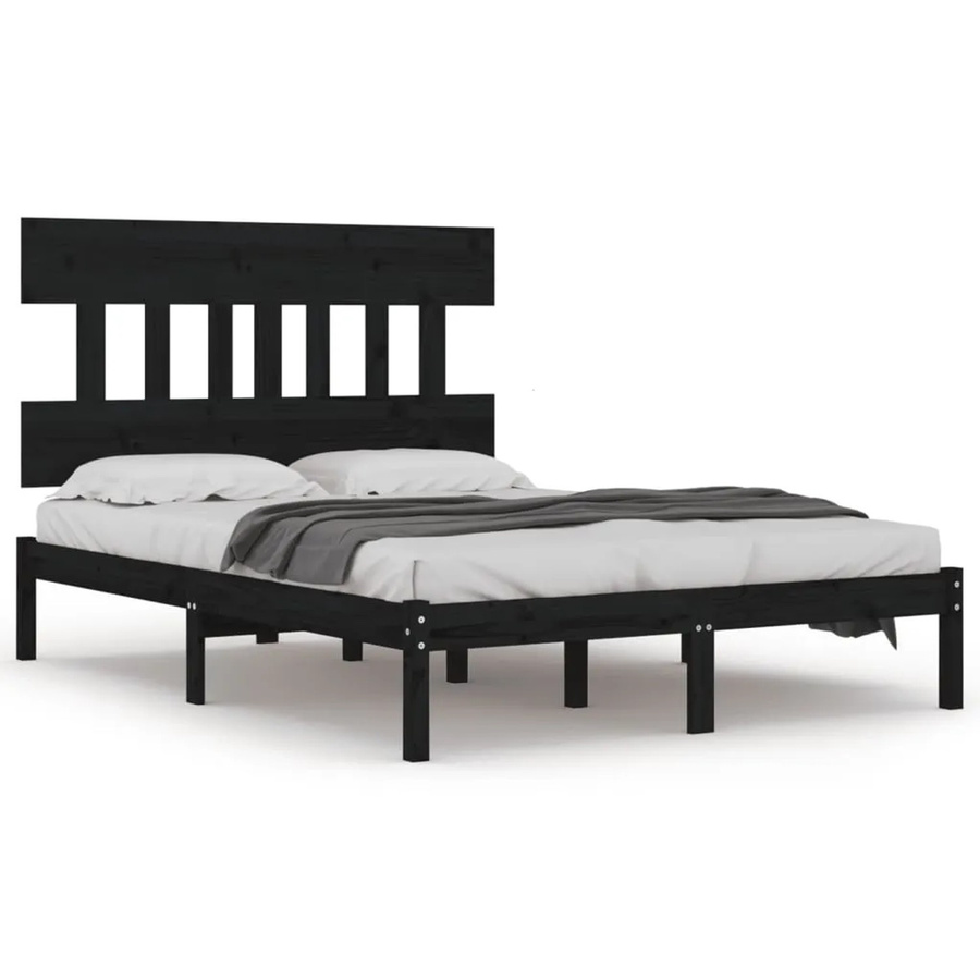 vidaXL Massivholzbett aus Kiefer in Schwarz, B/T: 200 x 200 cm - Bild 2
