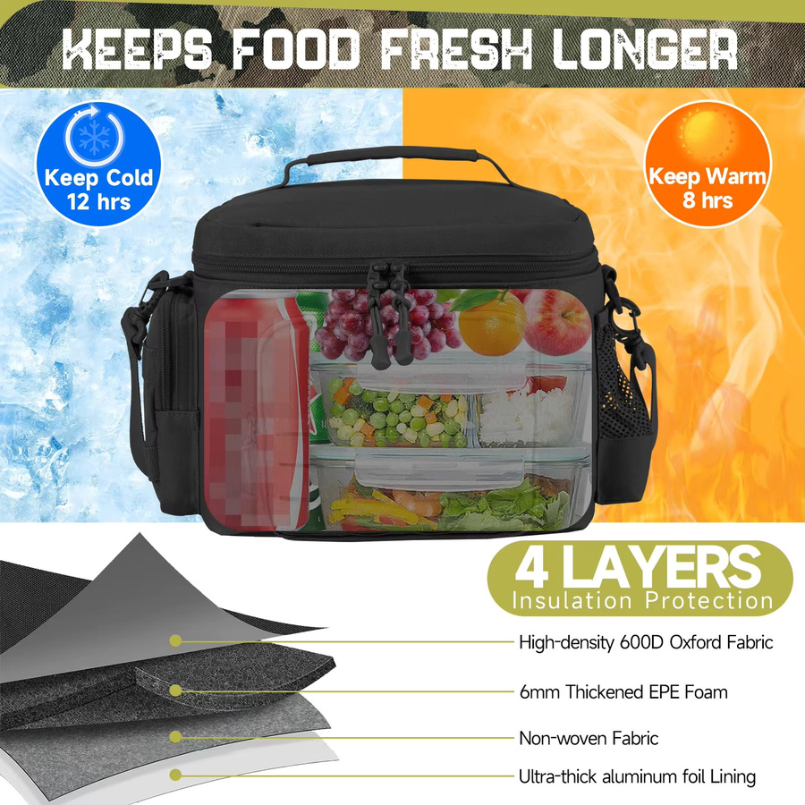 ReFire Gear Taktische Thermo-Kühltasche in Schwarz, isolierte und auslaufsichere Lunchbox für Camping und Outdoor - Bild 4