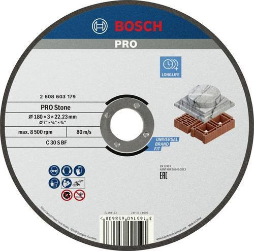Bosch Trennscheibe gerade für Stein in Grau, Durchmesser: 180 mm - Bild 1
