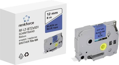 Renkforce RF-LT-BTZe531 Beschriftungsband kompatibel mit Brother TZe-531, Breite: 12 mm, Farbe: Blau, Schriftfarbe: Schwarz, Länge: 8 m - Bild 1