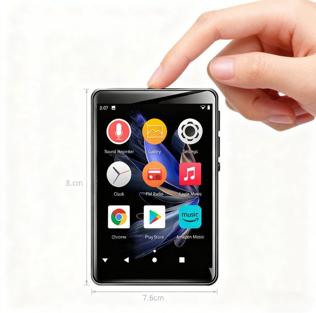 Famue Mini-MP4-Player mit Android 10, 2,83 Zoll Display, WiFi und Bluetooth, Schwarz - Bild 1