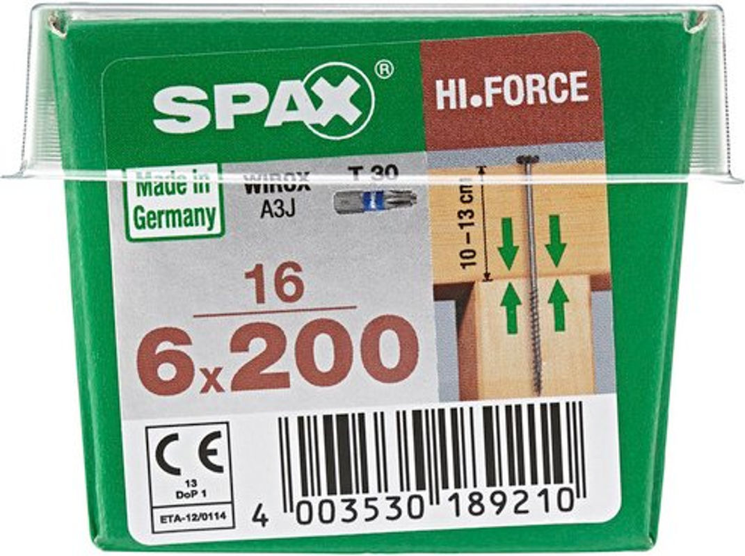 Spax Holzbauschraube mit Tellerkopf und Torx-Antrieb, Durchmesser: 6 mm, Länge: 200 mm, Farbe: Silber, Material: Stahl, 16 Stück - Bild 2