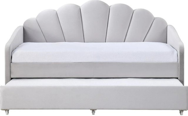 Vente-unique Sofabett Elusia in Hellgrau mit Samtbezug im Art Deco Stil - Bild 1