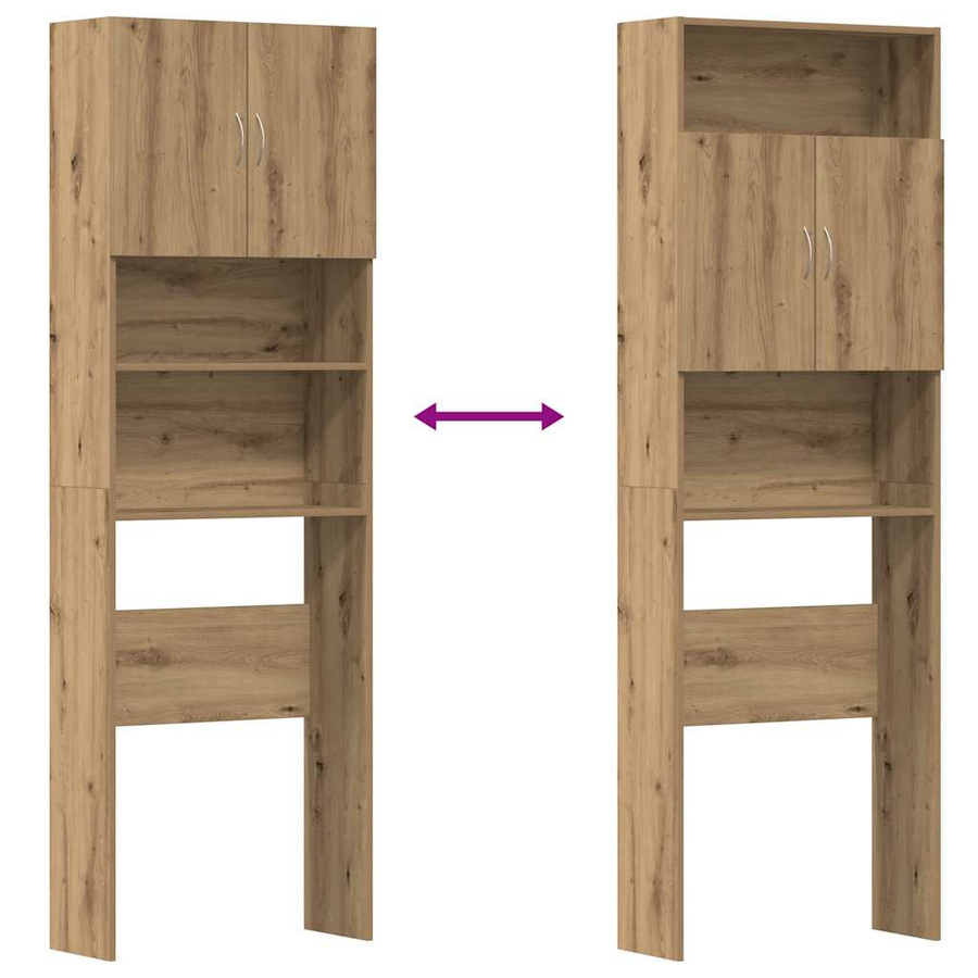 Waschmaschinenschrank VD Home Furnishing in Artisan-Eiche, Braun, B/T/H: 64 x 24 x 190 cm - Bild 3
