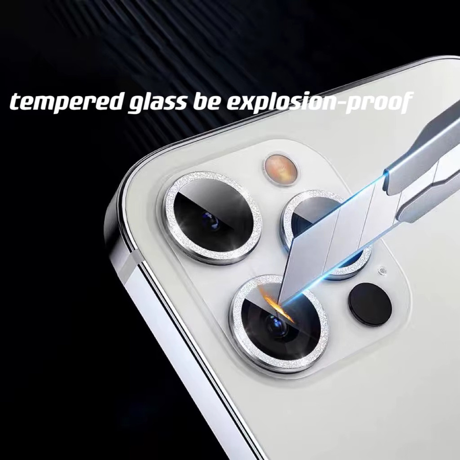 Kamera Objektiv Schutz aus gehärtetem Glas mit Metallring für Apple iPhone 15 14 13 12 11 Pro Max Plus Mini in Purple - Bild 4