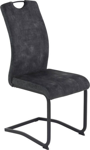 4er-Set Schwingstühle Hela in Anthrazit mit Webstoff und Metallgestell, B/H/T: 44 x 100 x 60 cm - Bild 1