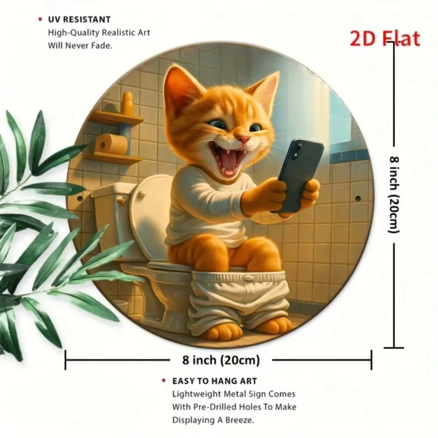 Retro Katzen-Toiletten Metallschild von CIFBUY als humorvolle Wanddekoration für das Badezimmer in Mehrfarbig - Bild 2