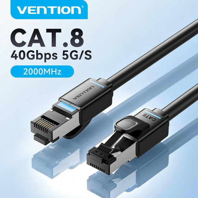 Vention CAT8 Ethernet-Kabel SFTP RJ45 LAN-Kabel Schwarz 40Gbps 2000MHz - Bild 1