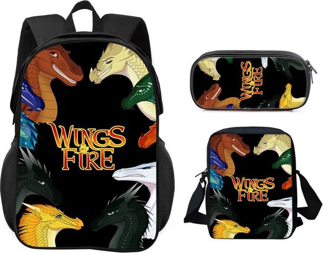 Fancy Style Studio Wings of Fire 3-teiliges Schulset mit Rucksack, Federmäppchen und Umhängetasche in Multicolour - Bild 1