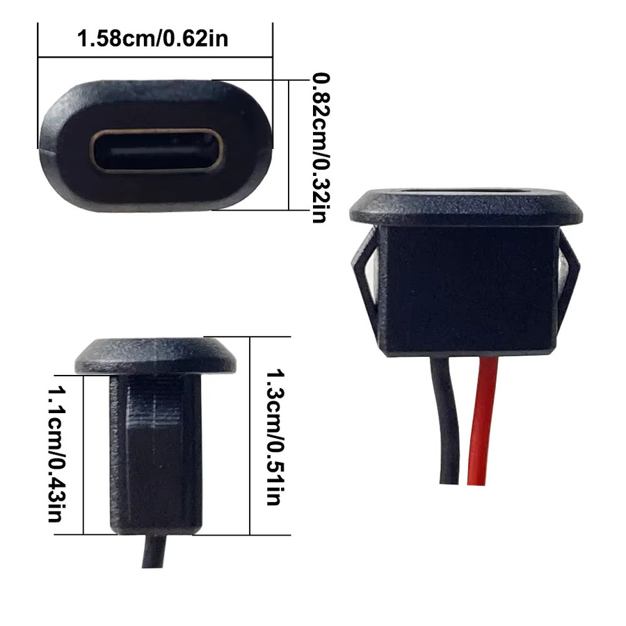 Wasserdichte USB Typ-C Buchse mit Schweißdraht in Schwarz - Bild 2