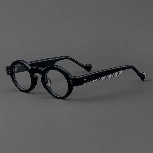 Vintage Acetat Korrektionsbrille Rund, Schwarz, Unisex, Vollrand - Bild 1
