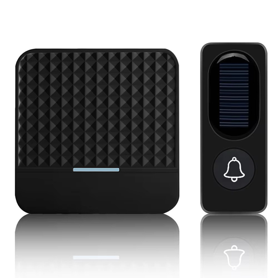Solar Funk-Türklingel Set Schwarz mit Chime, IP65 Wasserdicht und 300m Reichweite - Bild 2
