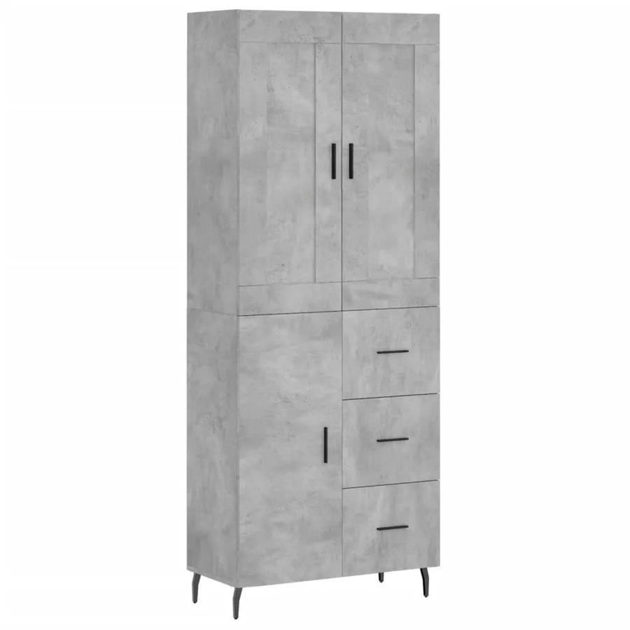 vidaXL Highboard Betongrau aus Holzwerkstoff und Metall B/T/H: 69,5 x 34 x 180 cm - Bild 2