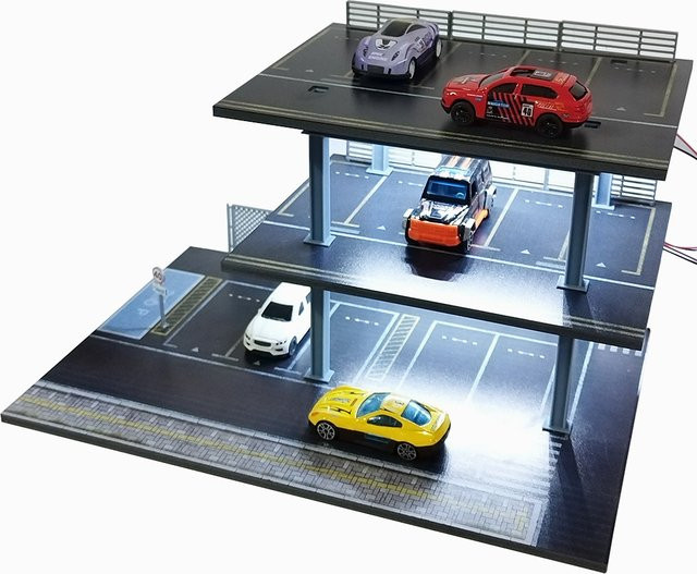 meiduoxing LED-beleuchtetes Auto-Garagen-Diorama-Modell, Maßstab 1:64 - Bild 1