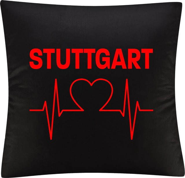 Kissenbezug multifanshop Stuttgart Herzschlag Druck in Rot - Bild 1